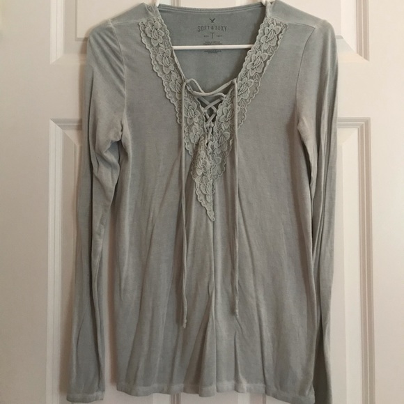 American Eagle Teal Long Sleeve shirt size S - Picture 3 of 8